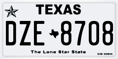 TX license plate DZE8708