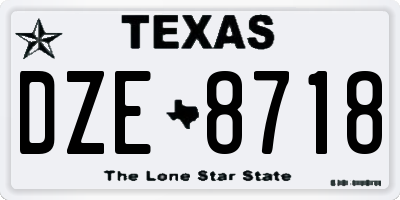 TX license plate DZE8718