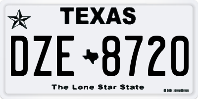 TX license plate DZE8720