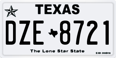 TX license plate DZE8721