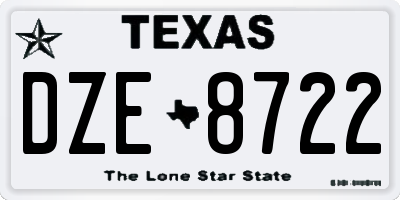 TX license plate DZE8722