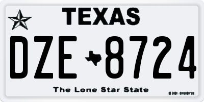 TX license plate DZE8724
