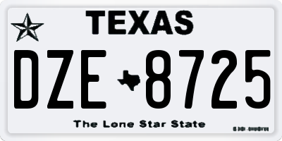 TX license plate DZE8725