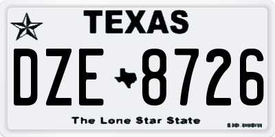TX license plate DZE8726