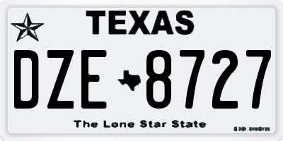 TX license plate DZE8727