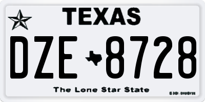 TX license plate DZE8728