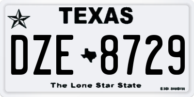 TX license plate DZE8729