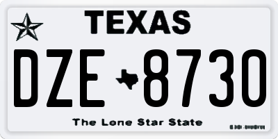 TX license plate DZE8730