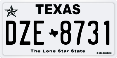 TX license plate DZE8731
