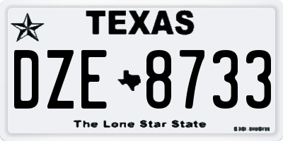 TX license plate DZE8733
