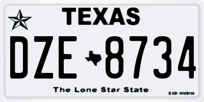 TX license plate DZE8734