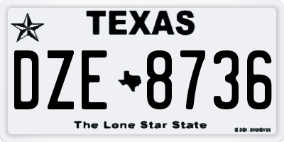 TX license plate DZE8736