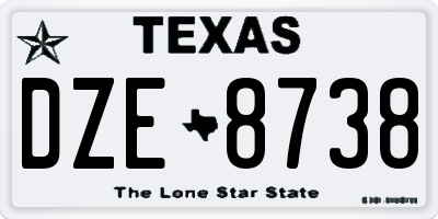 TX license plate DZE8738