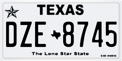 TX license plate DZE8745