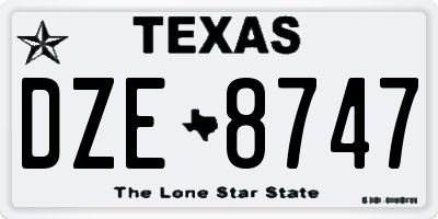 TX license plate DZE8747