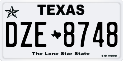 TX license plate DZE8748