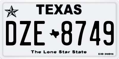 TX license plate DZE8749