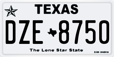 TX license plate DZE8750