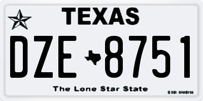 TX license plate DZE8751