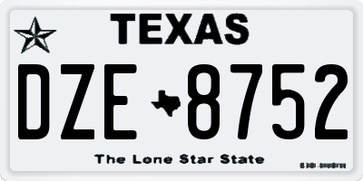 TX license plate DZE8752