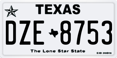 TX license plate DZE8753