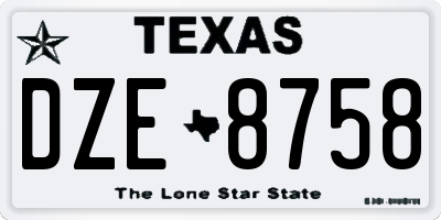 TX license plate DZE8758