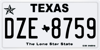 TX license plate DZE8759