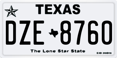 TX license plate DZE8760