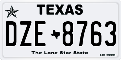 TX license plate DZE8763