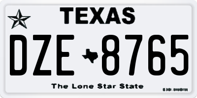 TX license plate DZE8765