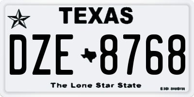 TX license plate DZE8768