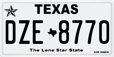 TX license plate DZE8770