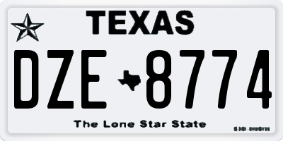 TX license plate DZE8774