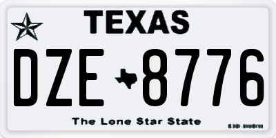 TX license plate DZE8776