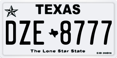TX license plate DZE8777