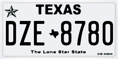 TX license plate DZE8780