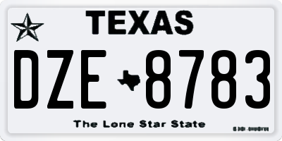 TX license plate DZE8783