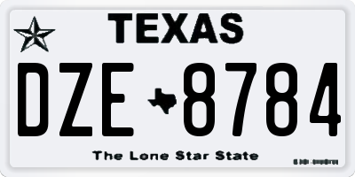 TX license plate DZE8784