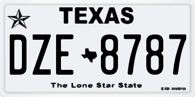TX license plate DZE8787