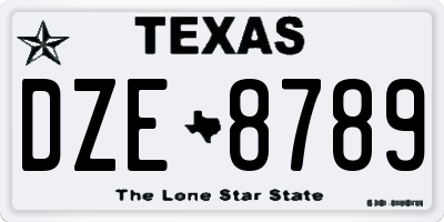 TX license plate DZE8789