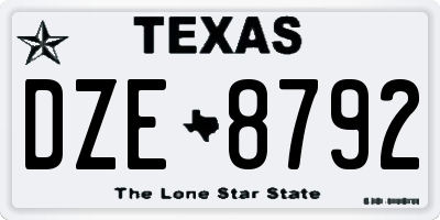 TX license plate DZE8792