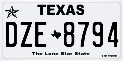 TX license plate DZE8794