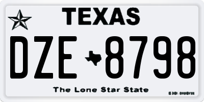 TX license plate DZE8798
