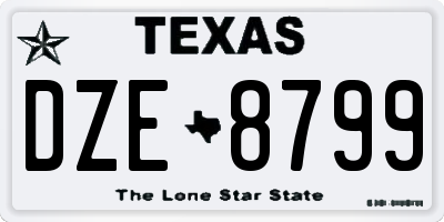 TX license plate DZE8799