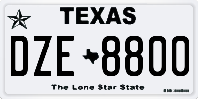 TX license plate DZE8800