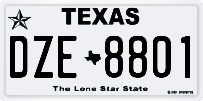 TX license plate DZE8801