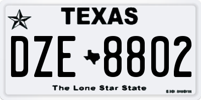 TX license plate DZE8802