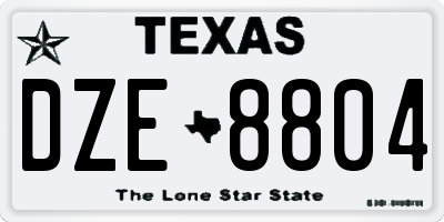 TX license plate DZE8804
