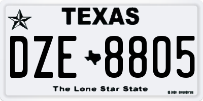 TX license plate DZE8805