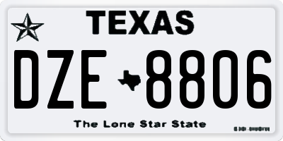 TX license plate DZE8806